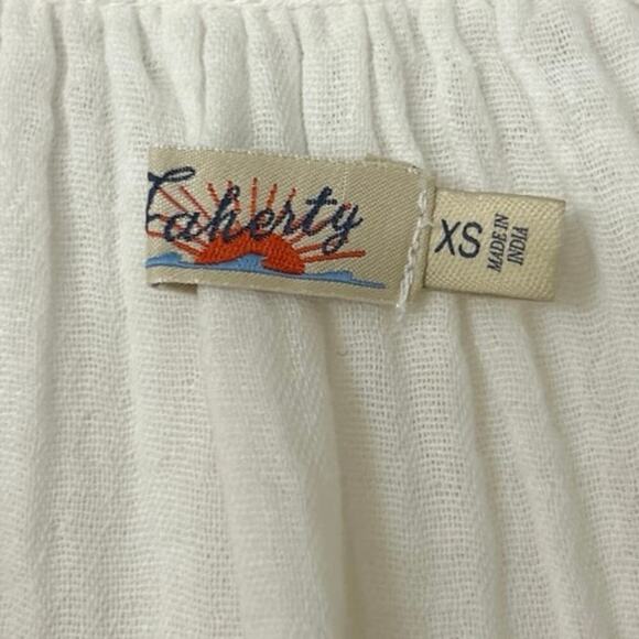 Faherty Lucia White Organic Cotton Embroidered Short Sleeve V Neck Top New XS - Picture 10 of 12